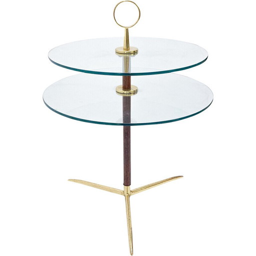 Vintage Beistelltisch aus Messing und Glas, Italien 1960