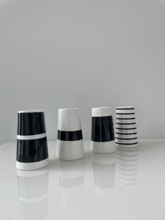 Image 1 of Set of 4 Scandinavian design porcelain egg cups
