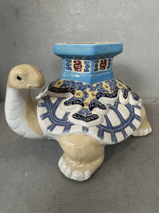 Vintage schildpad plantenstandaard - keramiek