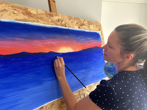 The Path of Light - peinture panoramique acrylique 40x 100cm – schilderijen tekeningen, Cotton (photo 2 of 11)