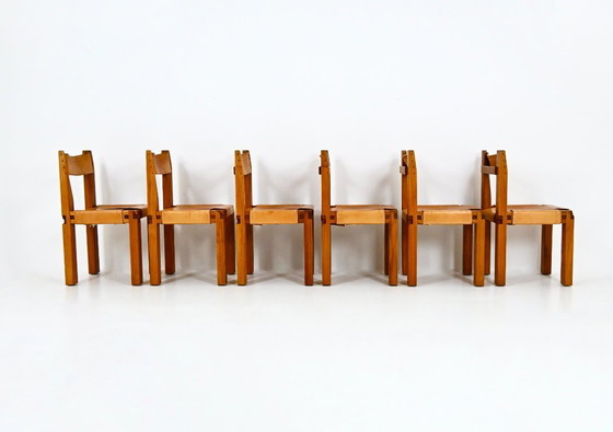 Image 1 of Eetkamerstoelen "S11" van Pierre Chapo, 1966, set van 6