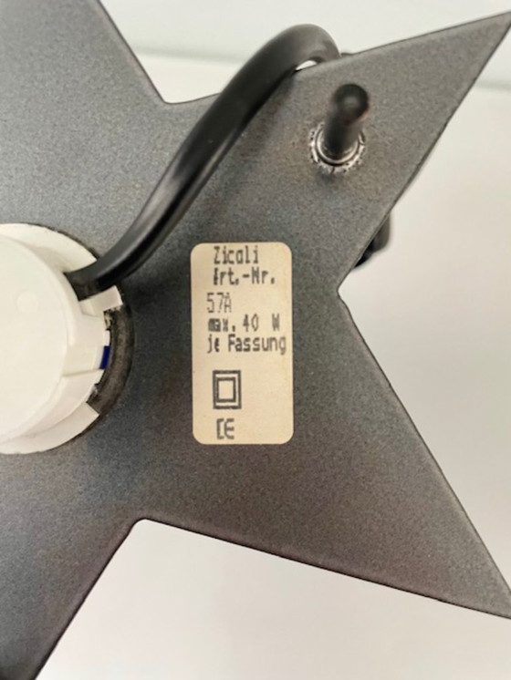 Image 1 of Vintage Zicoli design lamp sapphire blue glass stainless steel