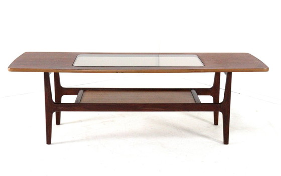 Image 1 of Vintage coffee table with glass and magazine rack 'Bristol'