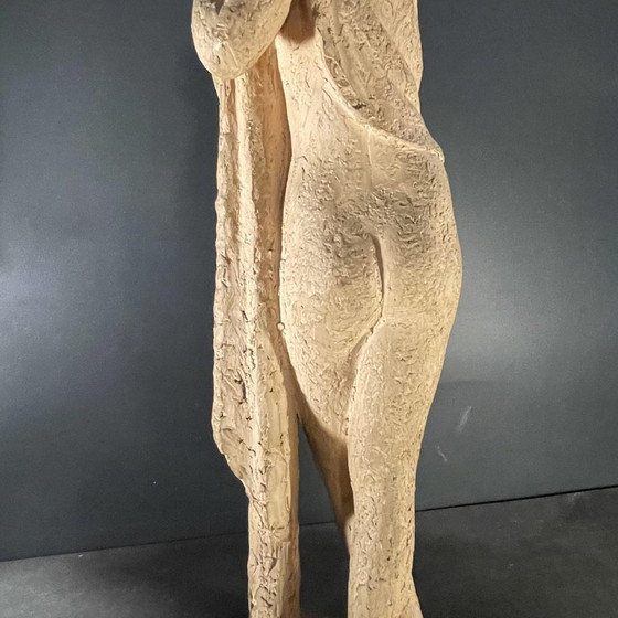 Gedrapeerde Naakte Vrouw Terracotta Beeldhouwkunst door Alphonse Darville, 1959 (photo 6 of 13)