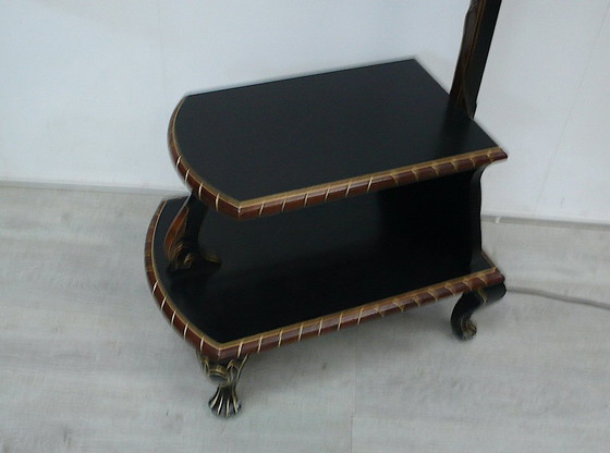 Image 1 of Lámpara de pie antigua de los años 30, estilo Chippendale, color negro-marrón.