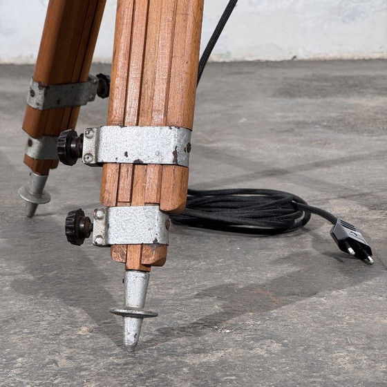 Strand Electric Theatre Spotlight on Adjustable Wooden Tripod, Mid-20th Century, Floor lights, Aluminium (photo 8 of 14)
