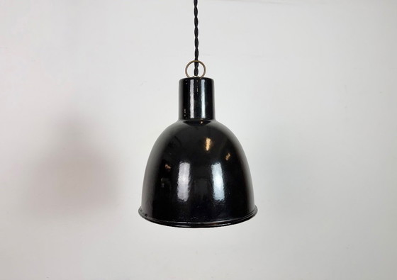 Image 1 of Small Industrial Black Enamel Ceiling Lamp, 1950s