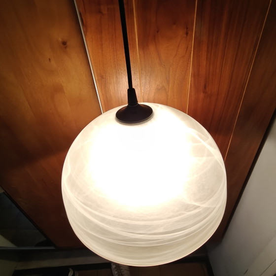 Image 1 of Vintage hanglamp van zwaar, wervelend glas – opnieuw bedraad – 30 cm