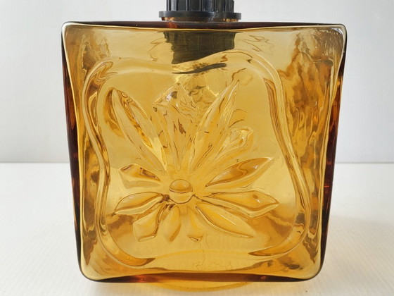 Image 1 of Vintage Scandinavische hanglamp uit de jaren 60 van glas, messing en teak.