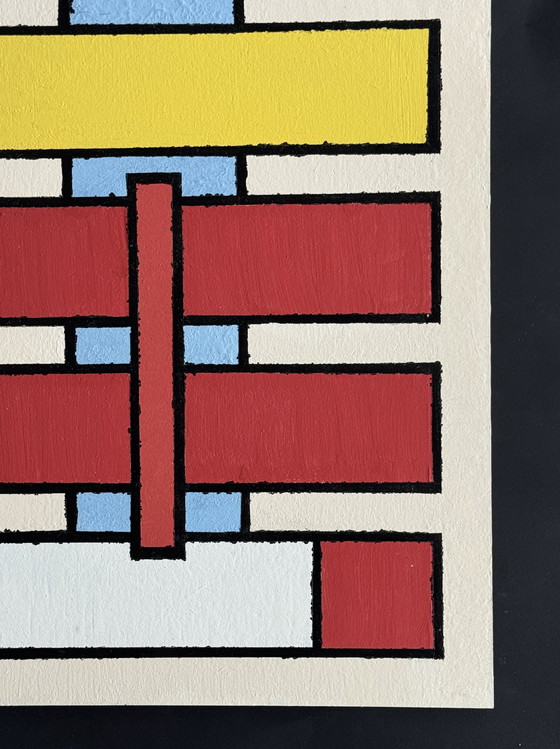 Image 1 of Shozo Hirai - Prachtig constructivistisch schilderij uit 1980