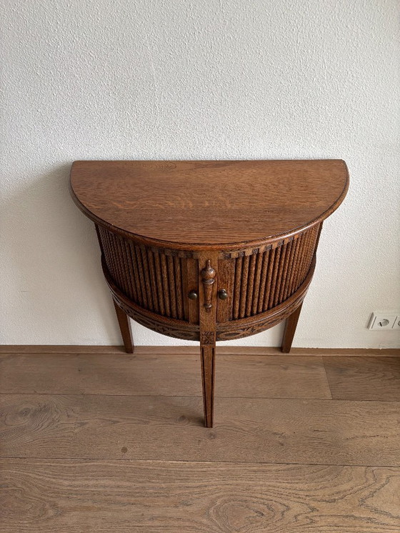 Image 1 of Antique oak half-moon roller door cabinet