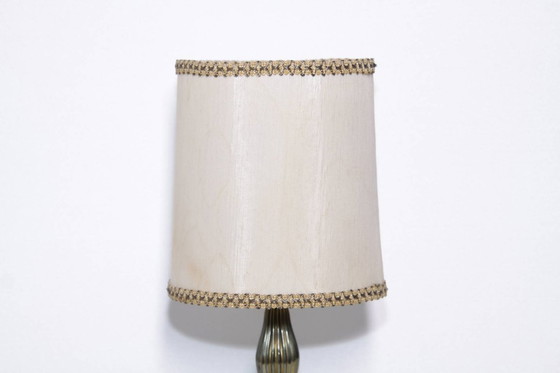 Image 1 of Lampada da tavolo in ottone, pietra naturale beige, vintage anni '70