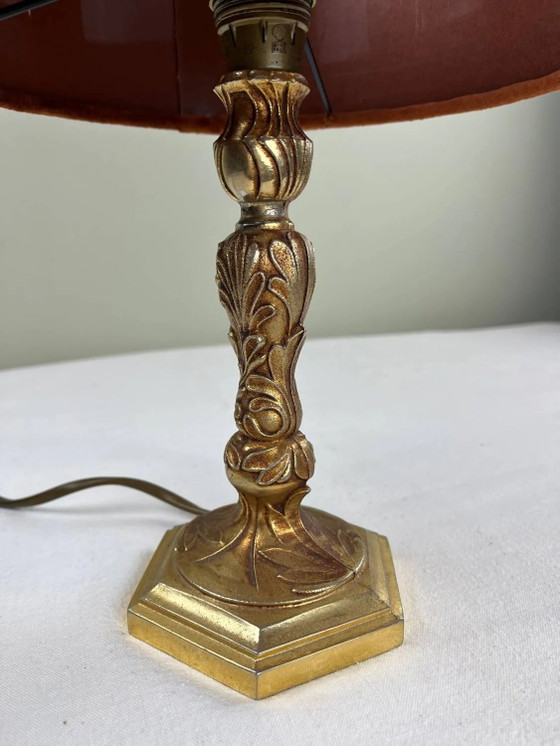 Messing- und Samtlampe – Tischlampen, Velvet, Brass (photo 10 of 12)