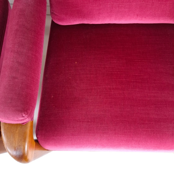 Image 1 of 2 poltrone vintage di design danese anni '70 in legno e velluto rosa