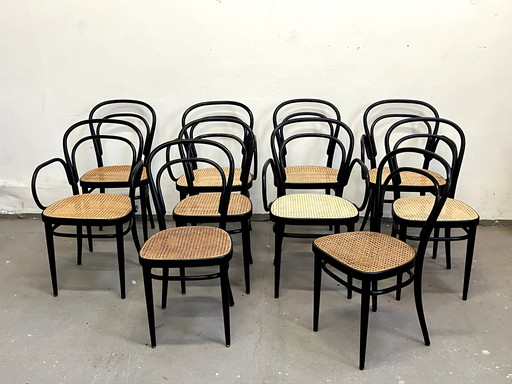 10x Thonet Chair Model 214,4X Armrest,6x without