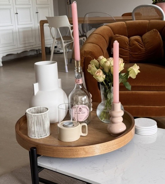 Coffee table marble wood iron (photo 6 of 6)