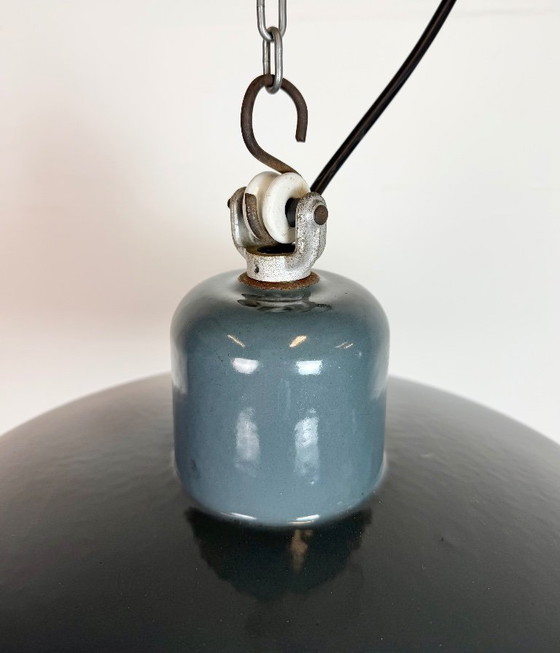 Image 1 of Industriële hanglamp van grijs emaille van Siemens, jaren 30