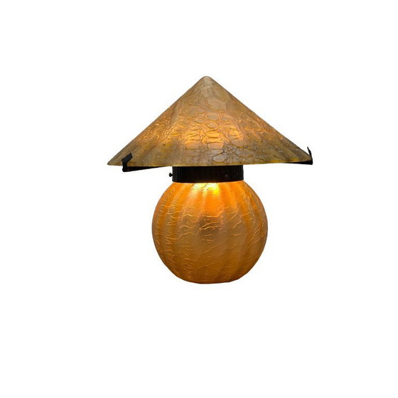 Image 1 of Frans Art Deco glazen paddestoel tafellamp, jaren 20/30