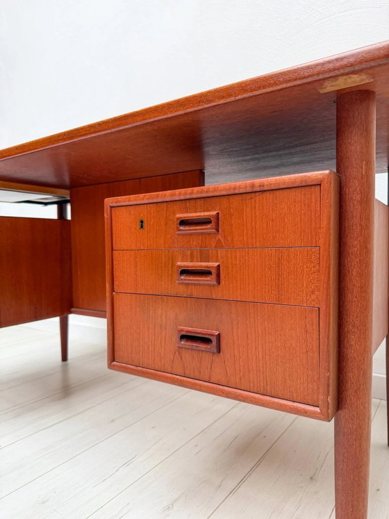 Image 1 of Vintage Danish Teak Executive Desk, Mid-Century Modern Writing Desk, 1960s