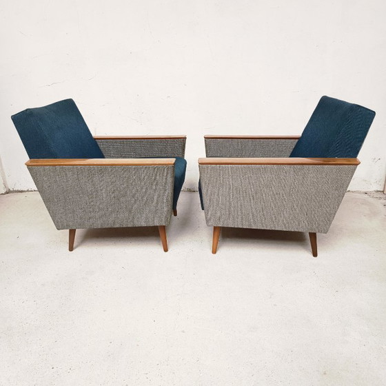 Image 1 of Paar tweekleurige fauteuils, jaren 1960