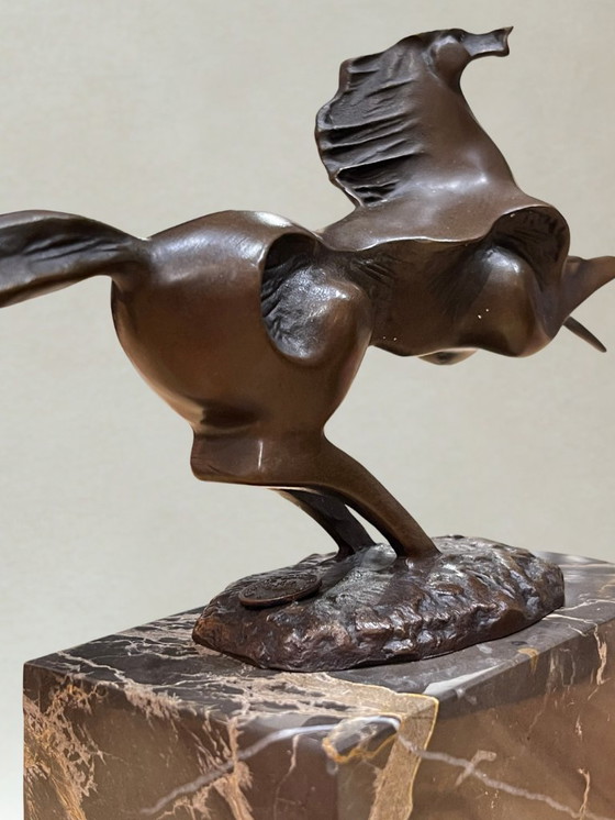 Image 1 of Bronze sculpture – Galloping horse – Signed Milo – Marble base