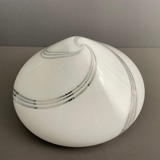 Image 1 of XL Vintage 1970s-80s Murano blown glass swirled ceiling lamp. Three-light, 45 cm diameter.