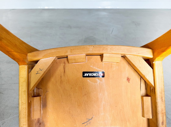 Image 1 of Set of 4 Midcentury chairs Vintage wooden chair 1960 Bouclé