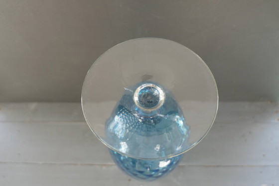 Vintage Empoli Optically Blown Glass Vase Turquoise (photo 10 of 10)