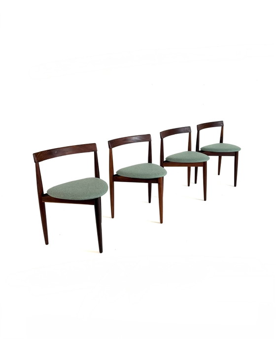 4x Restored ‘Roundette’ Dining chairs, Frem Rølje ‘60 – Wood, Wool (photo 4 of 15)