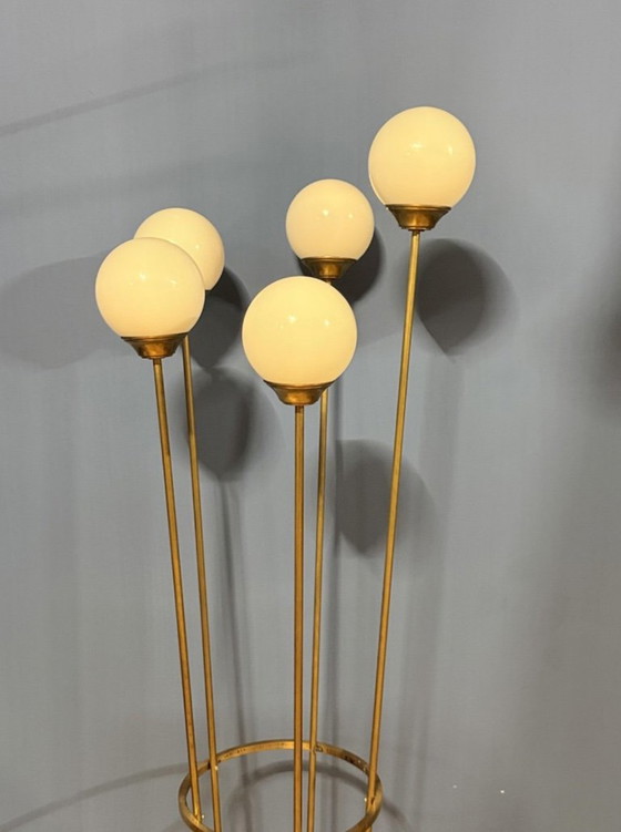 Tree Lamp from Stilnovo, 1950s, Lampade da terra, Ottone, Bianco, Mid Century Modern (foto 5 di 7)