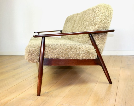Image 1 of Bellissimo divano vintage a tre posti degli anni '80 con cuscini sfoderabili - pelo lungo color kaki, beige scuro