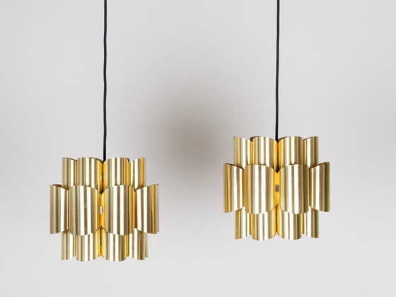 Image 1 of Coppia di 2 lampade a sospensione vintage danesi di Werner Schou, anni '60