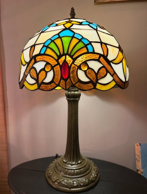 Xl size large stained glass Tiffany style table lamp