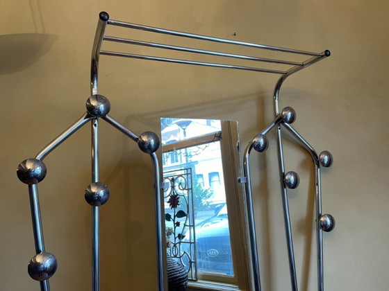 Image 1 of Wall coat rack Coat rack with mirror Vintage 1950s French