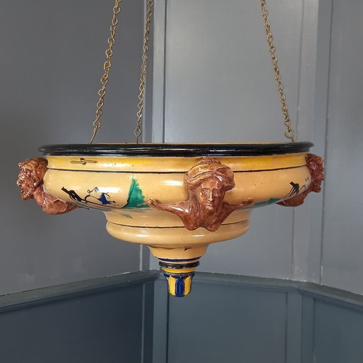19th-century ceramic plant hanger