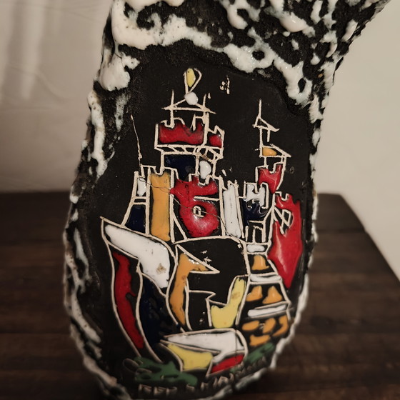 Image 1 of Vintage San Marino Brutalist Lava Ceramic Vase Set – Mid Century Italian Pottery
