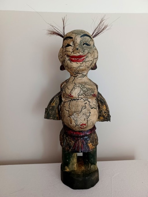 Vietnamese Water Puppet – ‘Laughing Boy’ – Hand‑Carved Wood, Matte Lacquer, 26 cm