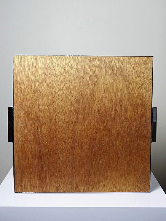 Image 1 of Plateau mid-century chic Chrome, Liège et plaque de verre années 70