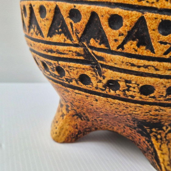 Image 1 of VINTAGE TRIPOD VASE WITH LIZARDS 1960 CERAMIC JASBA 60S 1960S MAYA TIKI