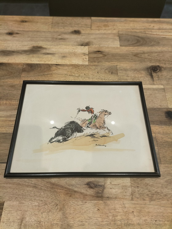 Image 1 of 2 Lithographs of Bullfighting under glass