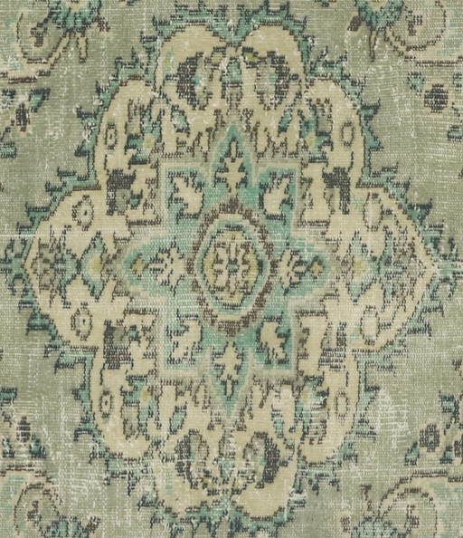 Tappeto turco vintage 287x193 cm – Grande tappeto in lana annodato a mano con motivo floreale verde tenue (photo 2 of 12)