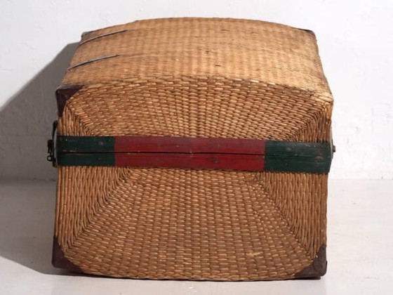 Antieke gevlochten bamboe koffer – China, circa 1920 – Reistassen, Paper, Metal, Vintage (photo 23 of 33)