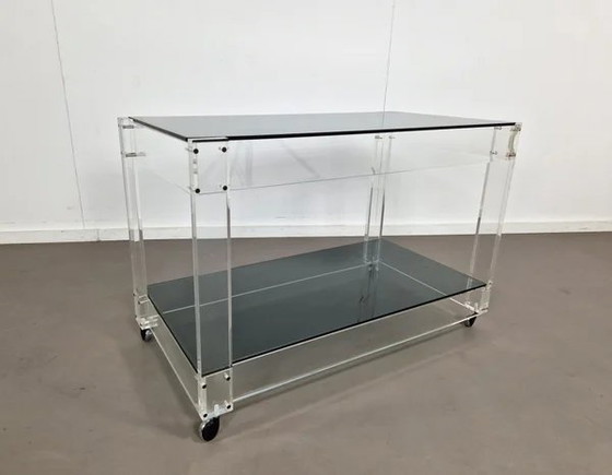 Carrello in Lucite e Vetro Fumè | Anni '70, Carrelli bar, Trasparente, Space Age (foto 5 di 8)