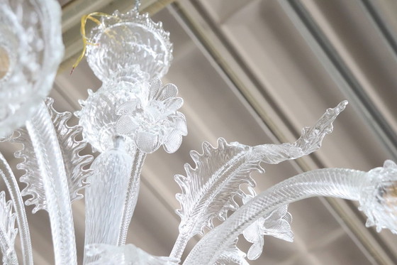 Image 1 of Transparenter Kronleuchter aus Muranoglas, 1980er Jahre