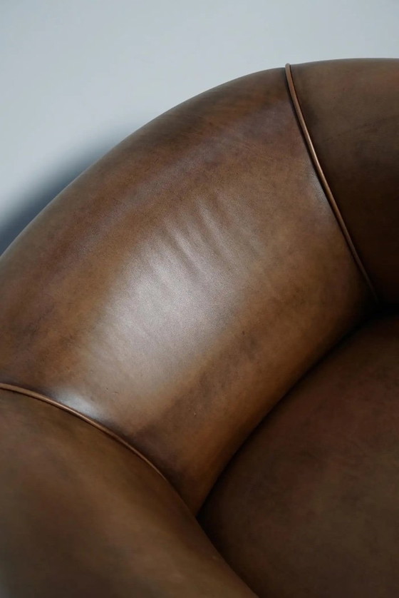 Image 1 of Vintage Nederlandse clubfauteuil van cognackleurig leer