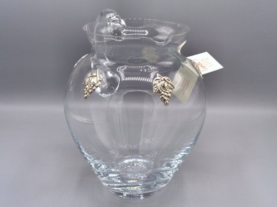 Image 1 of Jarra de vidrio soplado con uvas de plata 925.