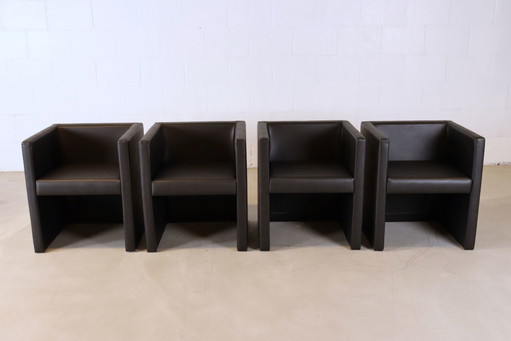 4x poltrona di design in pelle
