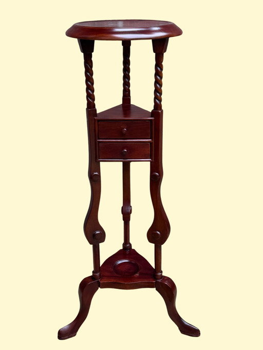 Slender teak plant table – a functional sculpture