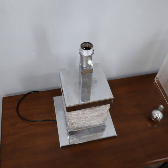 Large 1970s Banci Firenze Chrome & Acrylic Table Lamp – Floor lights (photo 5 of 13)