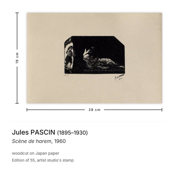 Jules Pascin Woodcut Scène De Harem 1960 – Lithographs & prints, Paper (photo 3 of 5)